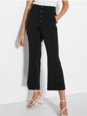 NWT Banana Republic High Rise Crop Flare Black Trouser Dress Pants Sz 4 Stretch